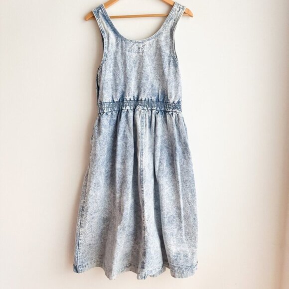 Vintage Gitano 80s 90s Acid Wash Midi Denim Dress M - Picture 4 of 6